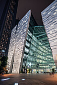 modern architecture (library) in Downtown Guangzhou at night, Guangdong province, Pearl River Delta, China