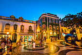 Praca Luis de Camoes at dusk, Lagos, Algarve, Portugal