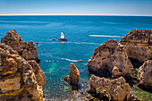 Segelboot, Ponta de Piedade, Felsenlandschaft, Lagos, Algarve, Portugal