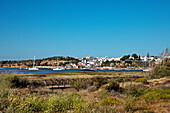 View across Ria de Alvor towards Alvor, Algarve, Portugal