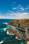 Steep rocky cliffs, Cabo Sardao, Costa Vicentina, Alentejo, Portugal