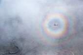 A view of a broken spectre while flying above Iceland.