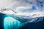 Above and below water view of Danco Island, Errera Channel, Antarctica, Polar Regions