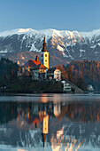 The Assumption of Mary Pilgrimage Church on Lake Bled, Bled, Slovenia, Europe