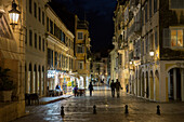 People strolling at night by the Spianada in Kerkyra, Corfu Town, Corfu, Greek Islands, Greece, Europe