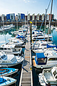 Sport boat harbour, St. Helier, Jersey, Channel Islands, United Kingdom, Europe
