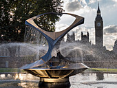 Big Ben, Gabo's Fountain, London, England, United Kingdom, Europe