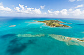View of Long Island one of the most undisturbed in the world, the island is home to a private resort accessible only by boat, Antigua, Leeward Islands, West Indies, Caribbean, Central America