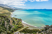 View over Preveli beach, Crete, Greek Islands, Greece, Europe