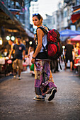 Traveling around Eighth Market of Xiamen, local spectacular Chinese street market full of tradition, Xiamen, Fujian, China