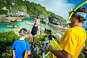 Family snorkelling, Niue island