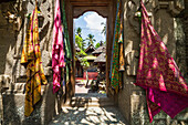 Balinese fabrics for sale in a store, Tenganan Pegringsingan, Bali, Indonesia