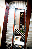Hotel stairway in a historic building in Odessa city centre, Odessa, Ukraine