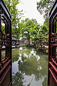 Covered walkways, as seen from the Mandarin Duck Hall in the Humble Administrator's Garden, Suzhou, Jiangsu, China