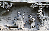 Stone carvings on the entrance gate to the Twin Pagodas and remains of the Main Hall of the Arhat Temple, Suzhou, Jiangsu, China