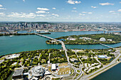 'Saint Lawrence River against urban landscape; Montreal, Quebec, Canada'