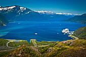 View of Passage Canal and Whittier from Portage Pass, Chugach National Forest, Southcentral Alaska, Summer.