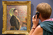 woman with the green fichu by the painter camille pissarro, exhibition 'impressionism and the americans', museum of impressionism, giverny, eure (27), normandy, france
