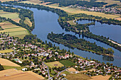 village of muids on the banks of the seine, aerial view of the valley of the seine, eure (27), normandy, france
