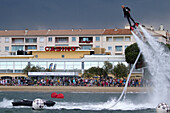 jet cup in sainte maxime, world and grand sud championship, may 3 and 4, 2014, demonstration by vincent lagaf, romain stampers and zapata racing, sainte maxime (83), paca region, southern france