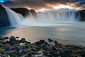 godafoss falls, waterfall of the gods, northern iceland, europe