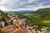 village of roquefort-sur-soulzon in the valley crossed by the soulzon river, (12) aveyron, midi-pyrenees, france