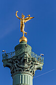 the spirit of freedom' on top of the july column, place de la bastille, commemorating the 'three glorious days' during the 1830 revolution, 4th arrondissement, (75) paris, ile-de-france, france