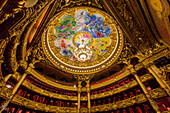 interior of the opera garnier, palais garnier, ceiling painted by marc chagall in 1964, 9th arrondissement, (75), paris, ile-de-france, france