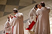 Catholic priest ordinations at Notre Dame cathedral, Paris, France