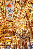 France,Paris, 9th district, Palais Garnier, Paris Opera, The Grand Foyer, View ceilings