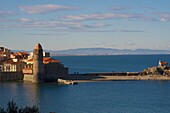 Europe, France, Languedoc Roussillon, Pyrenees Orientales, Collioure, Notre Dame des Anges and the Saint Vincent