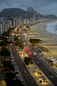 Copacabana beach at night in Rio de Janeiro,Brazil,South America
