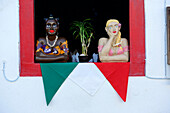 Women statue at window in Ouro Preto, Minas Gerais , Brazil, South America