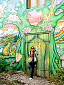 Denmark, Copenhagen,young tourist in Christianshavn district