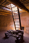 Ladder leading to Native American ruins at Pecos National Monument, Pecos, New Mexico, United States