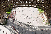 Crowd Under Eiffel Tower, High Angle View, Paris, France