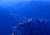 View to the east on the Summit of the Zugspitze, Zugspitze, Garmisch-Partenkirchen, Upper Bavaria, Bavaria, Germany