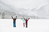 cross-country skier and snow covered landscape, near Schoppernau, Bregenz district, Vorarlberg, Austria