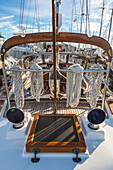 Ropes and rigging on sailboat deck