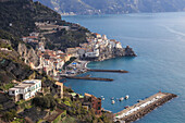 View of Amalfi, from Pastena, Costiera Amalfitana (Amalfi Coast), UNESCO World Heritage Site, Campania, Italy, Europe