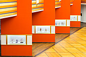 Pfeilerhalle of the GRASSI Museum Leipzig, pillar hall, Art deco style, Art Nouveau, red walls, Leipzig, Saxony, Germany