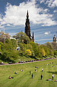 Scott Monument and Princes Street Gardens, Edinburgh, Scotland, United Kingdom, Europe
