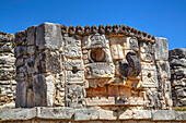 Stone mask of the God Chac, Mayapan, Mayan archaeological site, Yucatan, Mexico, North America