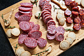 Assorted Salami with Rosemary and Parmesan Crackers