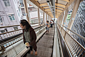 locals and tourist using Mid-Level Escalators, Hongkong Island, China, Asia