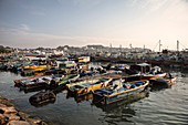 zahlreiche Boote liegen im Hafen der Insel Cheng Chau, Hongkong, China, Asien