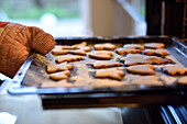 11 years old girls baking christmas cookies, Hamburg, Germany