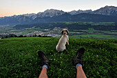 Rest above the Inn Valley, View to the Karwendel mountains, Tirol, Austria