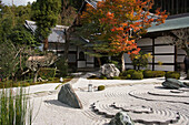 Japanese temple garden in autumn, Kyoto, Japan