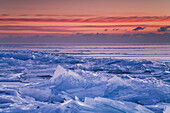 Broken shards of ice at sunrise along the North Shore of Lake Superior, near Duluth, Minnesota, United States of America